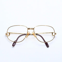 CARTIER カルティエ トリニティ 伊達メガネ アイウェア サイズ54□16 130 GP メタル ゴールド シルバー 美品 中古 4a008480