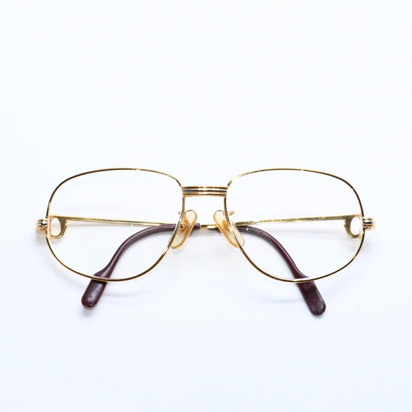 CARTIER カルティエ トリニティ 伊達メガネ アイウェア サイズ54□16 130 GP メタル ゴールド シルバー 美品 中古 4a008480
