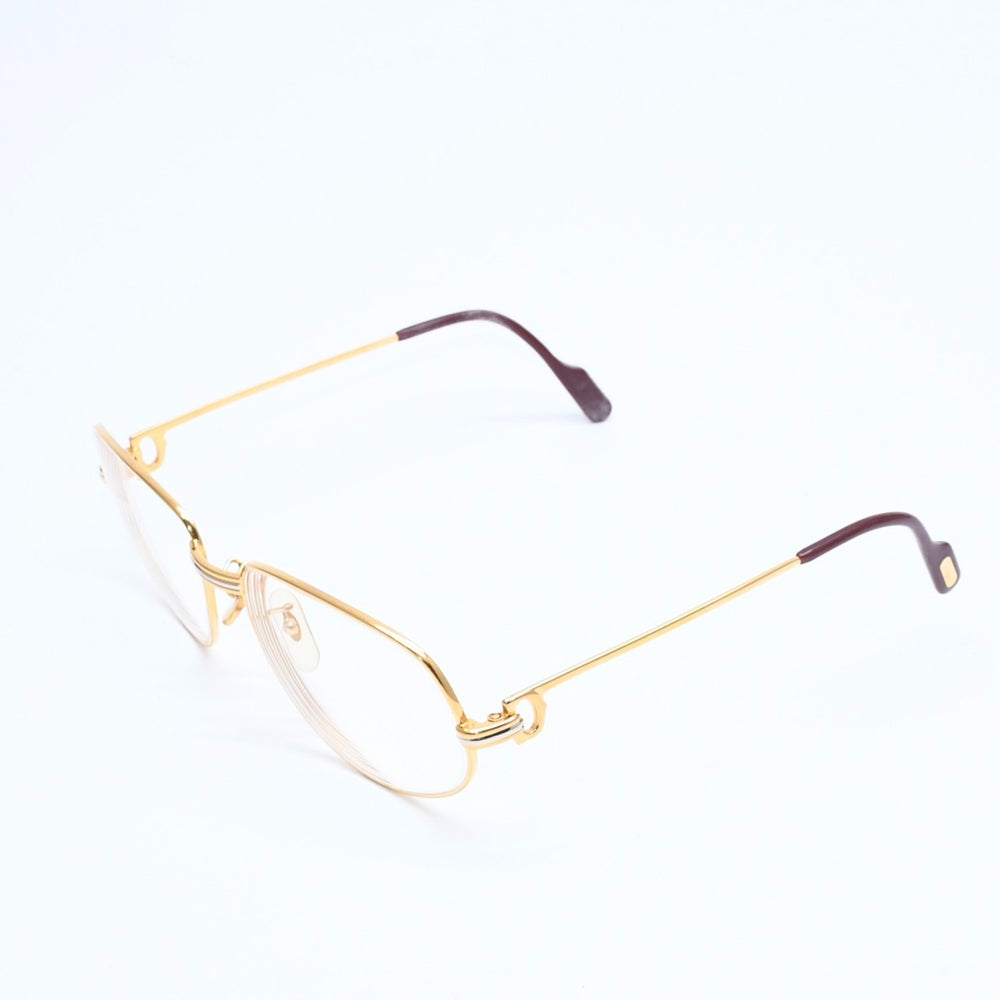 CARTIER カルティエ トリニティ 伊達メガネ アイウェア サイズ54□16 130 GP メタル ゴールド シルバー 美品 中古 4a008480
