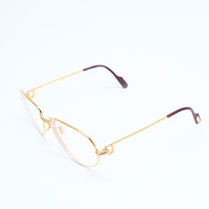 CARTIER カルティエ トリニティ 伊達メガネ アイウェア サイズ54□16 130 GP メタル ゴールド シルバー 美品 中古 4a008480