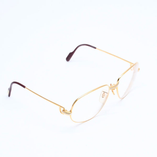 CARTIER カルティエ トリニティ 伊達メガネ アイウェア サイズ54□16 130 GP メタル ゴールド シルバー 美品 中古 4a008480