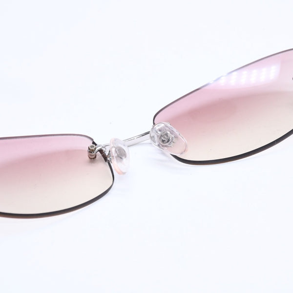 極美品 CHANEL シャネル リムレス サングラス アイウェア 4002 c.124/58 サイズ57□19 130 ココマーク ピンク 中古 4a008488