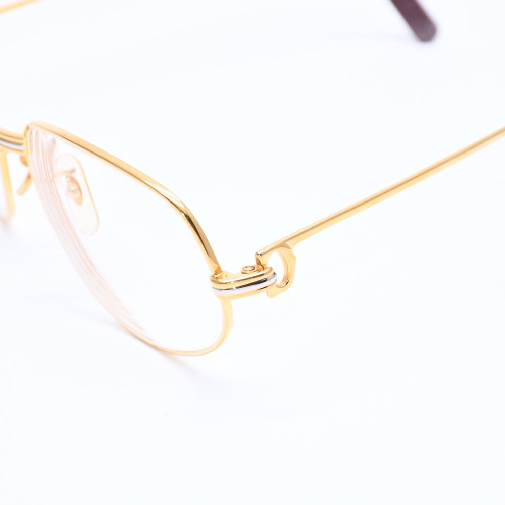 CARTIER カルティエ トリニティ 伊達メガネ アイウェア サイズ54□16 130 GP メタル ゴールド シルバー 美品 中古 4a008480