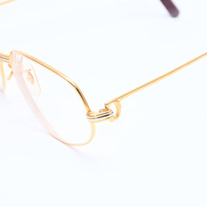 CARTIER カルティエ トリニティ 伊達メガネ アイウェア サイズ54□16 130 GP メタル ゴールド シルバー 美品 中古 4a008480