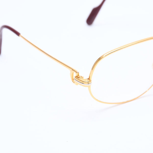 CARTIER カルティエ トリニティ 伊達メガネ アイウェア サイズ54□16 130 GP メタル ゴールド シルバー 美品 中古 4a008480