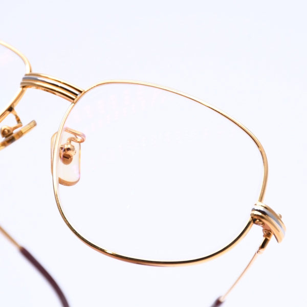 CARTIER カルティエ トリニティ 伊達メガネ アイウェア サイズ54□16 130 GP メタル ゴールド シルバー 美品 中古 4a008480