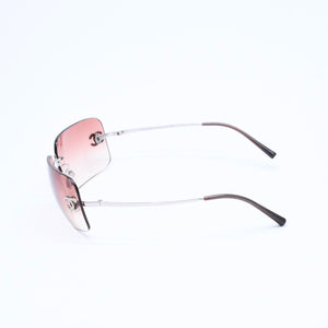 CHANEL シャネル リムレス サングラス アイウェア 4017-D c.124/89 サイズ62□17 120 ココマーク ラインストーン ブラウン 美品 中古 4a008583