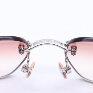 CHANEL シャネル リムレス サングラス アイウェア 4017-D c.124/89 サイズ62□17 120 ココマーク ラインストーン ブラウン 美品 中古 4a008583