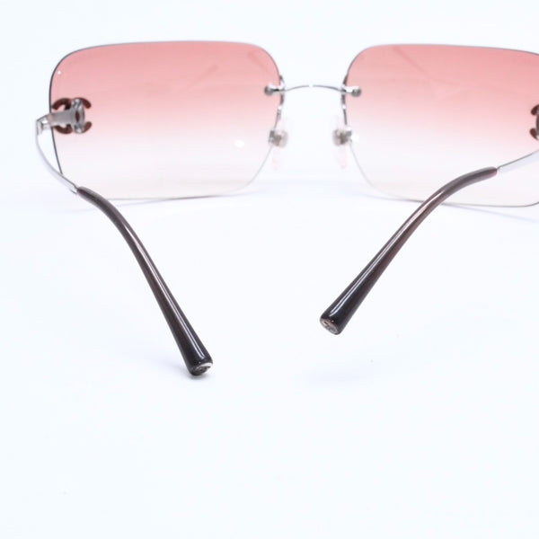 CHANEL シャネル リムレス サングラス アイウェア 4017-D c.124/89 サイズ62□17 120 ココマーク ラインストーン ブラウン 美品 中古 4a008583
