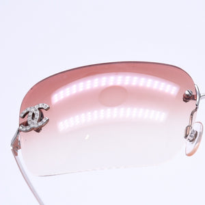 CHANEL シャネル リムレス サングラス アイウェア 4017-D c.124/89 サイズ62□17 120 ココマーク ラインストーン ブラウン 美品 中古 4a008583
