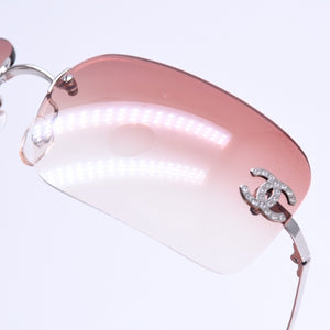 CHANEL シャネル リムレス サングラス アイウェア 4017-D c.124/89 サイズ62□17 120 ココマーク ラインストーン ブラウン 美品 中古 4a008583