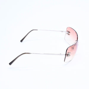 極美品 CHANEL シャネル リムレス サングラス アイウェア 4017-D c.124/89 サイズ62□17 120 ココマーク ラインストーン ブラウン 中古 4a008580