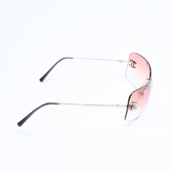 極美品 CHANEL シャネル リムレス サングラス アイウェア 4017-D c.124/89 サイズ62□17 120 ココマーク ラインストーン ブラウン 中古 4a008580