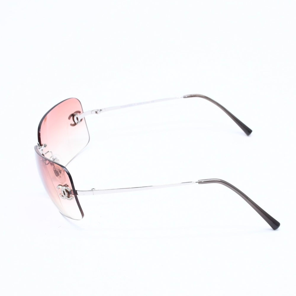 極美品 CHANEL シャネル リムレス サングラス アイウェア 4017-D c.124/89 サイズ62□17 120 ココマーク ラインストーン ブラウン 中古 4a008580