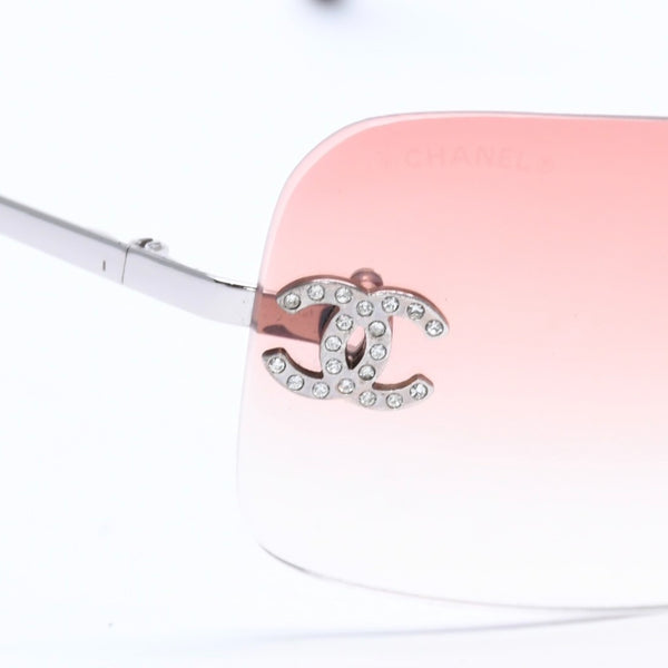 極美品 CHANEL シャネル リムレス サングラス アイウェア 4017-D c.124/89 サイズ62□17 120 ココマーク ラインストーン ブラウン 中古 4a008580
