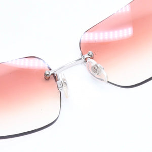 極美品 CHANEL シャネル リムレス サングラス アイウェア 4017-D c.124/89 サイズ62□17 120 ココマーク ラインストーン ブラウン 中古 4a008580