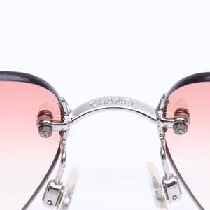 極美品 CHANEL シャネル リムレス サングラス アイウェア 4017-D c.124/89 サイズ62□17 120 ココマーク ラインストーン ブラウン 中古 4a008580