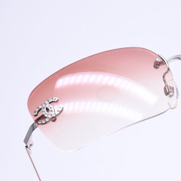 極美品 CHANEL シャネル リムレス サングラス アイウェア 4017-D c.124/89 サイズ62□17 120 ココマーク ラインストーン ブラウン 中古 4a008580