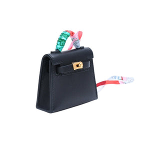 新品未使用品 HERMES エルメス Kelly Charm ケリーチャーム バッグ チャーム Y刻印 ブラック ノアール ゴールド金具 希少 中古 4a008874