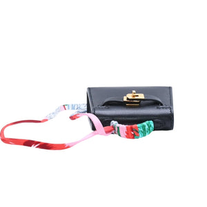 新品未使用品 HERMES エルメス Kelly Charm ケリーチャーム バッグ チャーム Y刻印 ブラック ノアール ゴールド金具 希少 中古 4a008874