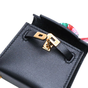 新品未使用品 HERMES エルメス Kelly Charm ケリーチャーム バッグ チャーム Y刻印 ブラック ノアール ゴールド金具 希少 中古 4a008874