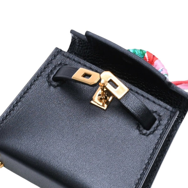 新品未使用品 HERMES エルメス Kelly Charm ケリーチャーム バッグ チャーム Y刻印 ブラック ノアール ゴールド金具 希少 中古 4a008874