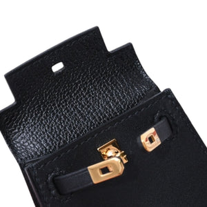 新品未使用品 HERMES エルメス Kelly Charm ケリーチャーム バッグ チャーム Y刻印 ブラック ノアール ゴールド金具 希少 中古 4a008874