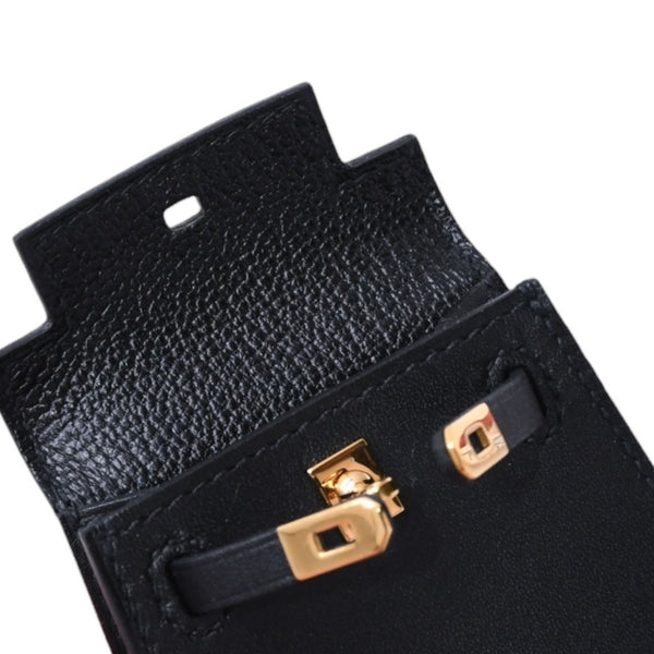 新品未使用品 HERMES エルメス Kelly Charm ケリーチャーム バッグ チャーム Y刻印 ブラック ノアール ゴールド金具 希少 中古 4a008874