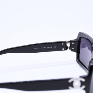 CHANEL シャネル サングラス アイウェア 5031 c.501/91 サイズ52□18 130 ココマーク ブラック 美品 中古 4a008437