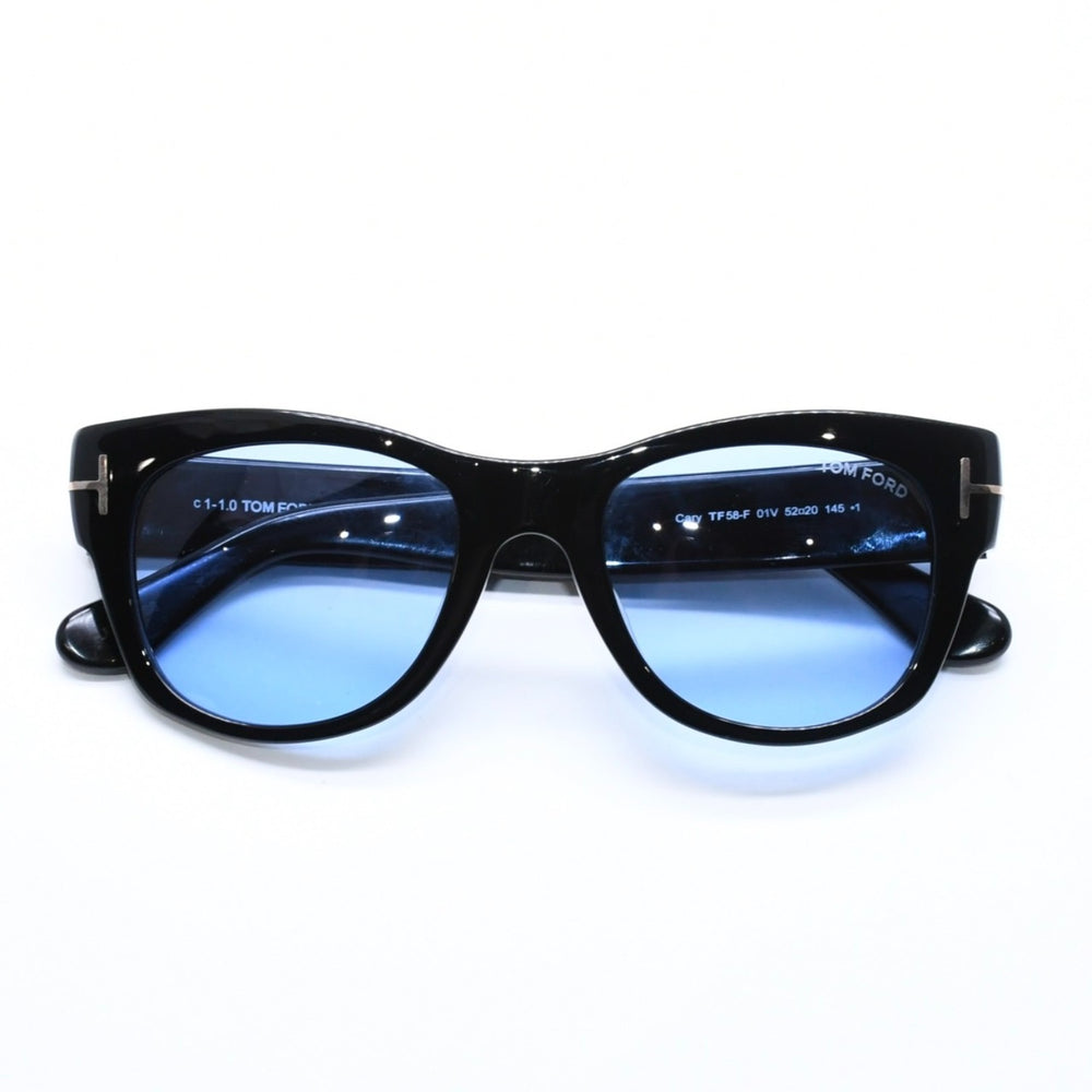 極美品 TOMFORD トムフォード サングラス Cary カリー TF58-F イタリア製 アセテート ブラック ブルー ゴールド金具 サイズ52◻︎20 中古 4a008523