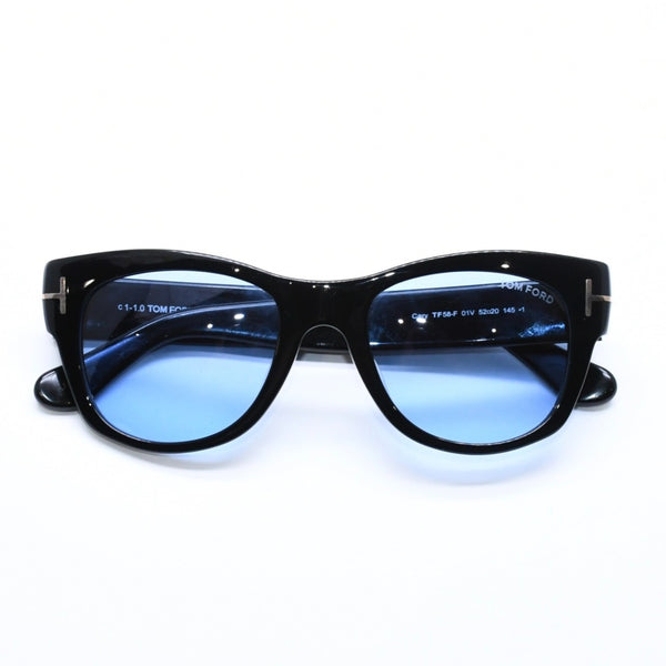 極美品 TOMFORD トムフォード サングラス Cary カリー TF58-F イタリア製 アセテート ブラック ブルー ゴールド金具 サイズ52◻︎20 中古 4a008523