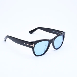 極美品 TOMFORD トムフォード サングラス Cary カリー TF58-F イタリア製 アセテート ブラック ブルー ゴールド金具 サイズ52◻︎20 中古 4a008523