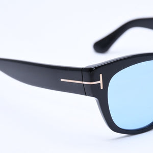 極美品 TOMFORD トムフォード サングラス Cary カリー TF58-F イタリア製 アセテート ブラック ブルー ゴールド金具 サイズ52◻︎20 中古 4a008523