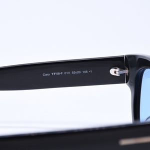 極美品 TOMFORD トムフォード サングラス Cary カリー TF58-F イタリア製 アセテート ブラック ブルー ゴールド金具 サイズ52◻︎20 中古 4a008523