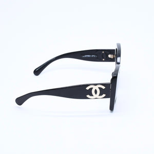 極美品 CHANEL シャネル サングラス ココマーク 5494-A イタリア製 アセテート ブラック ゴールド金具 サイズ53□18 140 中古 4a008508