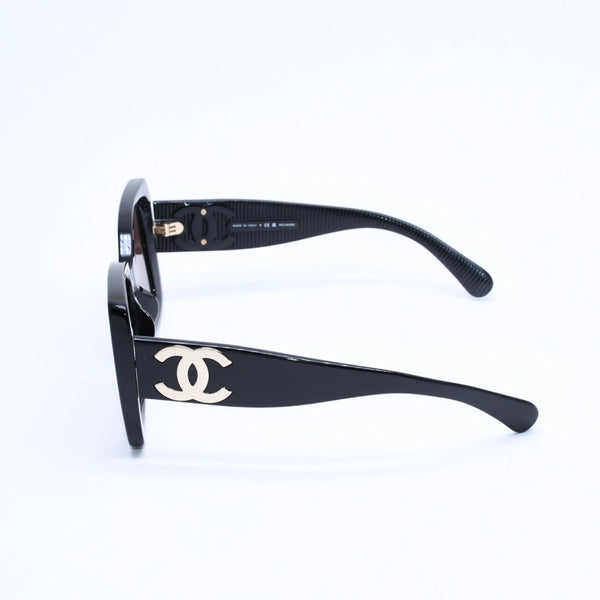 極美品 CHANEL シャネル サングラス ココマーク 5494-A イタリア製 アセテート ブラック ゴールド金具 サイズ53□18 140 中古 4a008508