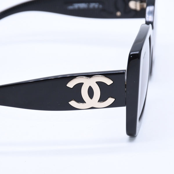 極美品 CHANEL シャネル サングラス ココマーク 5494-A イタリア製 アセテート ブラック ゴールド金具 サイズ53□18 140 中古 4a008508