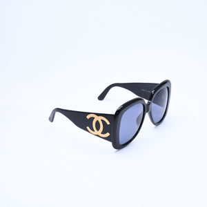 CHANEL シャネル サングラス アイウェア 05254 94305 ココマーク ブラック ゴールド プラスチック 美品 中古 4a008509
