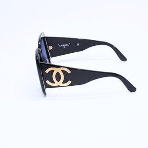 CHANEL シャネル サングラス アイウェア 05254 94305 ココマーク ブラック ゴールド プラスチック 美品 中古 4a008509