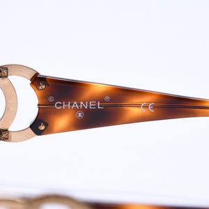 極美品 CHANEL シャネル ココマーク サングラス 02461 91235 イタリア製 アセテート メタル ブラウン ゴールド金具 中古 4a008466