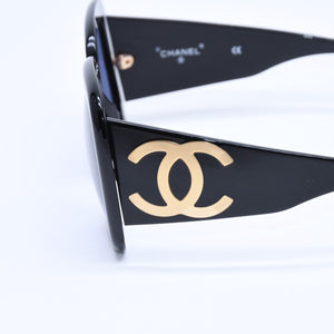 CHANEL シャネル サングラス アイウェア 05254 94305 ココマーク ブラック ゴールド プラスチック 美品 中古 4a008509