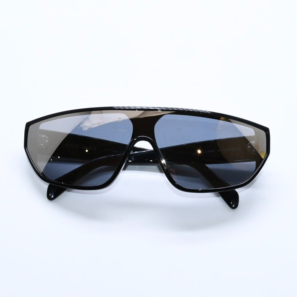 極美品 CELINE セリーヌ スクエア サングラス メガネ CL401951 イタリア製 アセテート ブラック シルバー サイズ143◻︎0 中古 4a008530