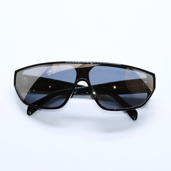 極美品 CELINE セリーヌ スクエア サングラス メガネ CL401951 イタリア製 アセテート ブラック シルバー サイズ143◻︎0 中古 4a008530