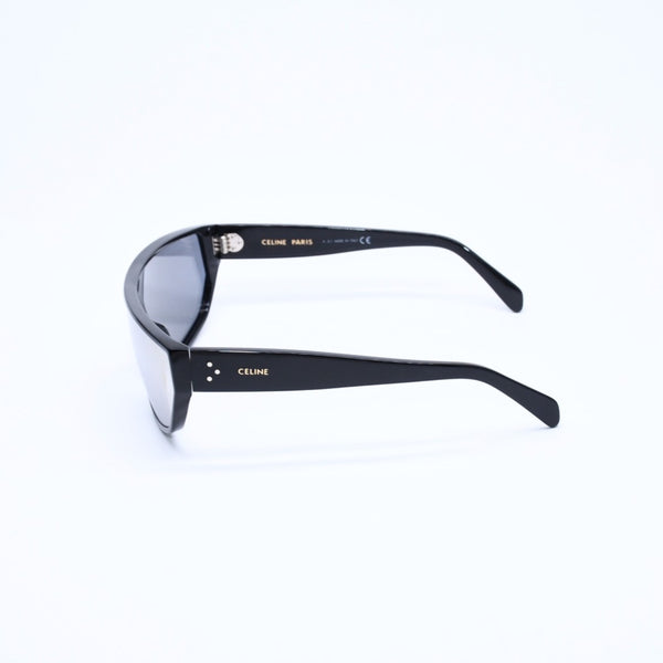 極美品 CELINE セリーヌ スクエア サングラス メガネ CL401951 イタリア製 アセテート ブラック シルバー サイズ143◻︎0 中古 4a008530