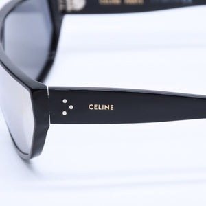 極美品 CELINE セリーヌ スクエア サングラス メガネ CL401951 イタリア製 アセテート ブラック シルバー サイズ143◻︎0 中古 4a008530