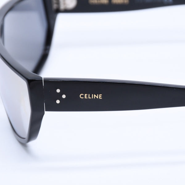 極美品 CELINE セリーヌ スクエア サングラス メガネ CL401951 イタリア製 アセテート ブラック シルバー サイズ143◻︎0 中古 4a008530