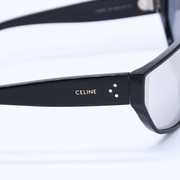極美品 CELINE セリーヌ スクエア サングラス メガネ CL401951 イタリア製 アセテート ブラック シルバー サイズ143◻︎0 中古 4a008530