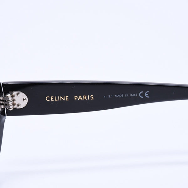 極美品 CELINE セリーヌ スクエア サングラス メガネ CL401951 イタリア製 アセテート ブラック シルバー サイズ143◻︎0 中古 4a008530