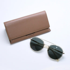 極美品 BURBERRY バーバリー ダブルブリッジ チェック柄 サングラス DY3487626 メタル ゴールド金具 サイズ55◻︎20 中古 4a008499