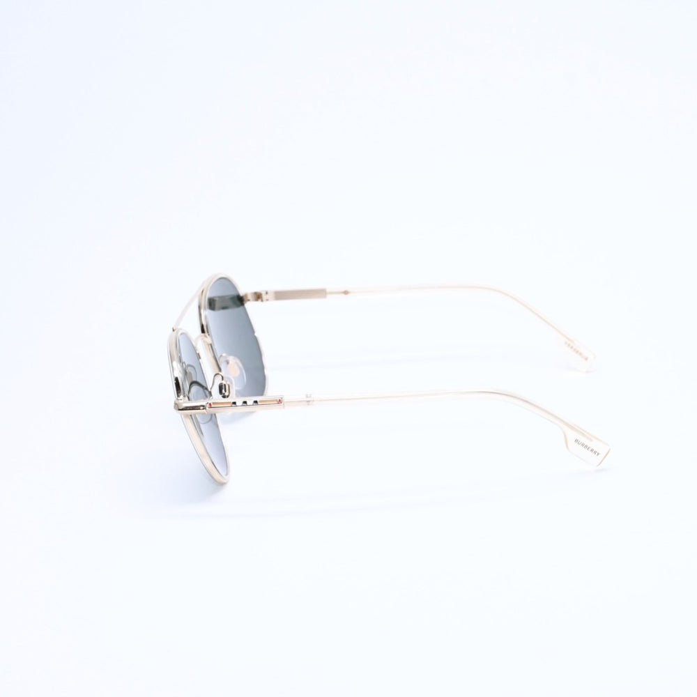 極美品 BURBERRY バーバリー ダブルブリッジ チェック柄 サングラス DY3487626 メタル ゴールド金具 サイズ55◻︎20 中古 4a008499